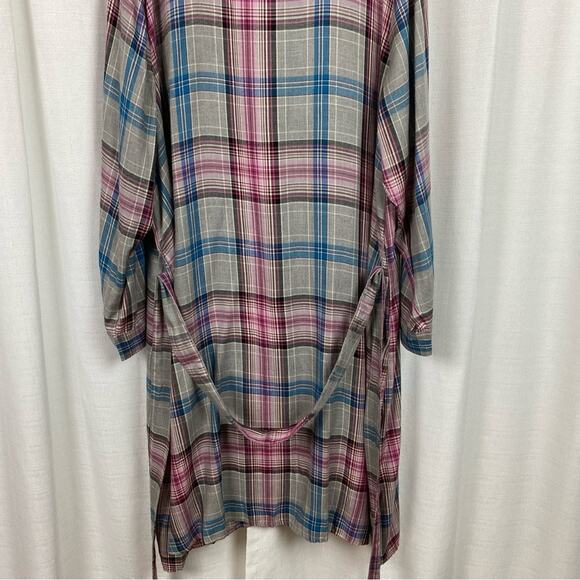 Lane Bryant Gray Pink&Blue Plaid Button Front Shirt Dress Sz.28W NWT - Picture 13 of 16